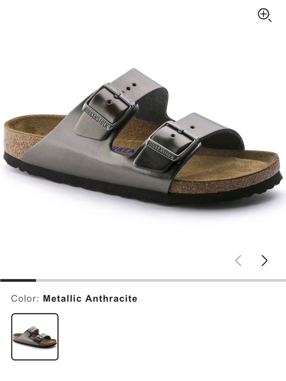 Birkenstock Arizona in Metallic Anthracite